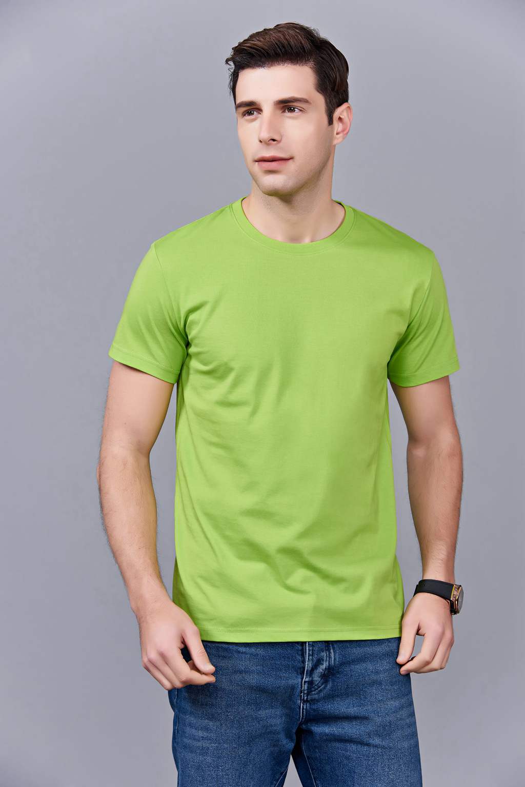 畢業(yè)創(chuàng)意校服班服文化衫定制加工LOGO繡秀印花款 澳大利亞棉200G長(zhǎng)短袖文化衫 果綠色