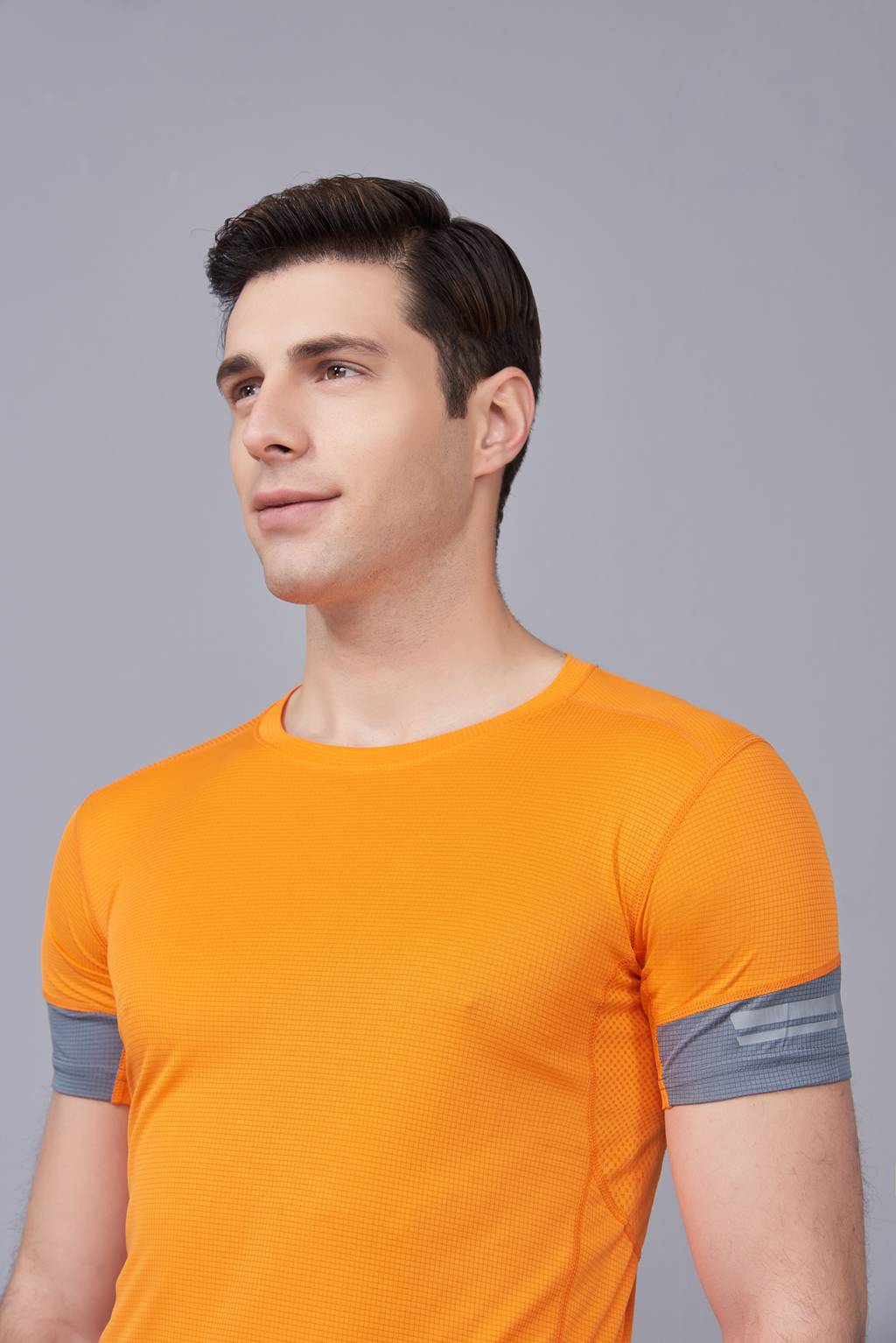 男裝新款情侶裝純色T恤 男上衣潮純棉圓領 短袖T恤 橘色