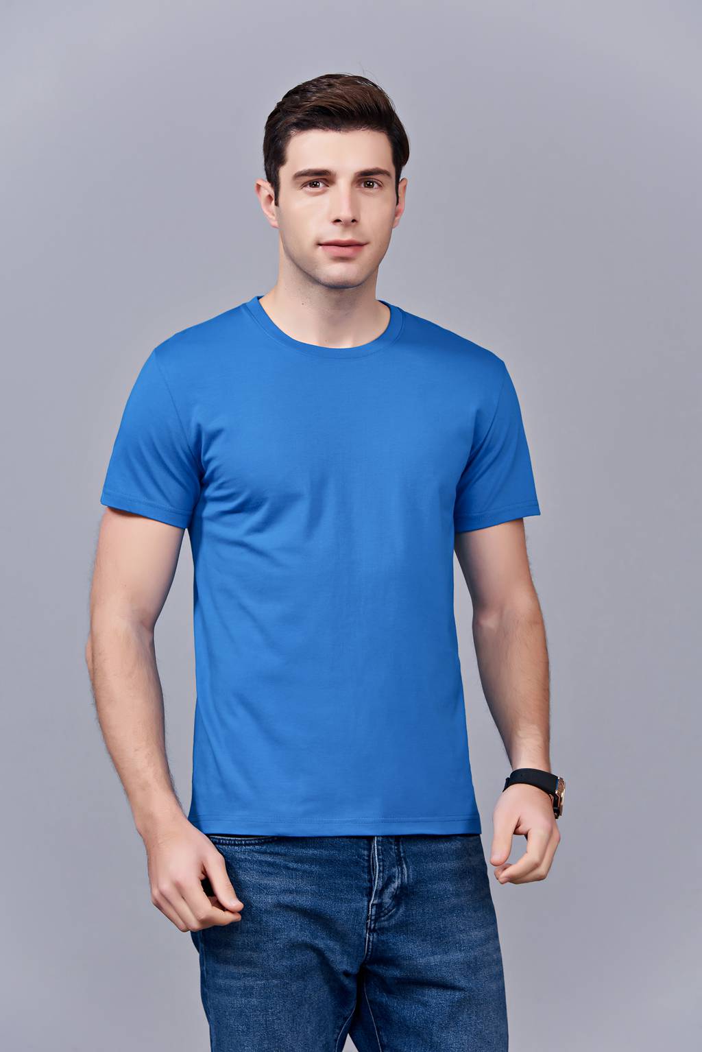 洋氣百搭親子裝 半袖顯瘦 速干圓領(lǐng)文化衫 春夏新品 湖藍色