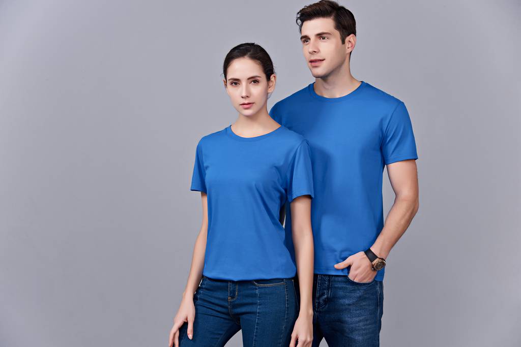 洋氣百搭親子裝 半袖顯瘦 速干圓領(lǐng)文化衫 春夏新品 湖藍色