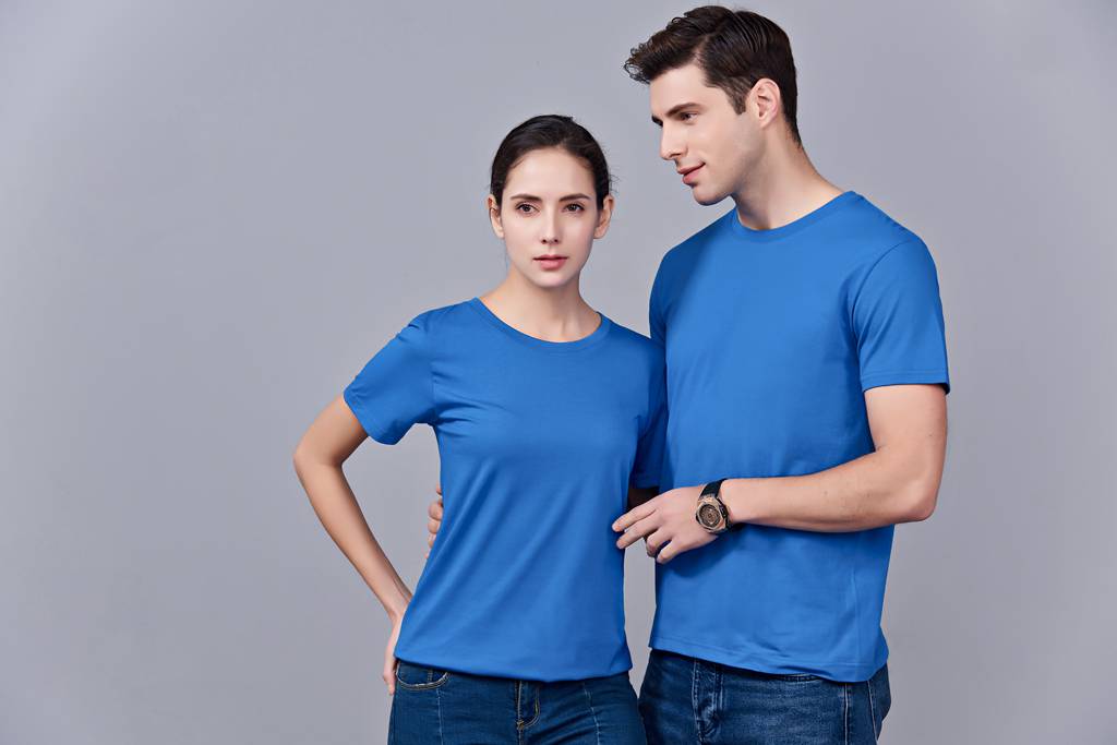 洋氣百搭親子裝 半袖顯瘦 速干圓領(lǐng)文化衫 春夏新品 湖藍色