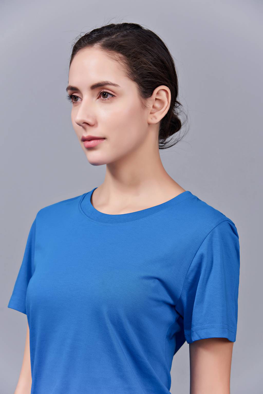 洋氣百搭親子裝 半袖顯瘦 速干圓領(lǐng)文化衫 春夏新品 湖藍色