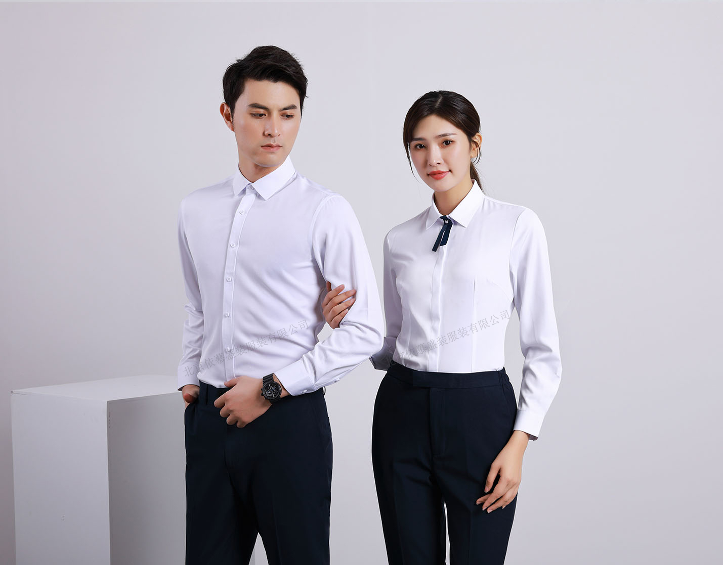 襯衫定制 時(shí)尚襯衫男女士春季 白色長(zhǎng)袖襯衫