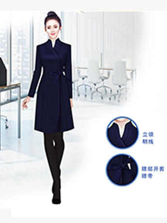 高端大衣定制，藏藍色時尚女士大衣，高端女士大衣